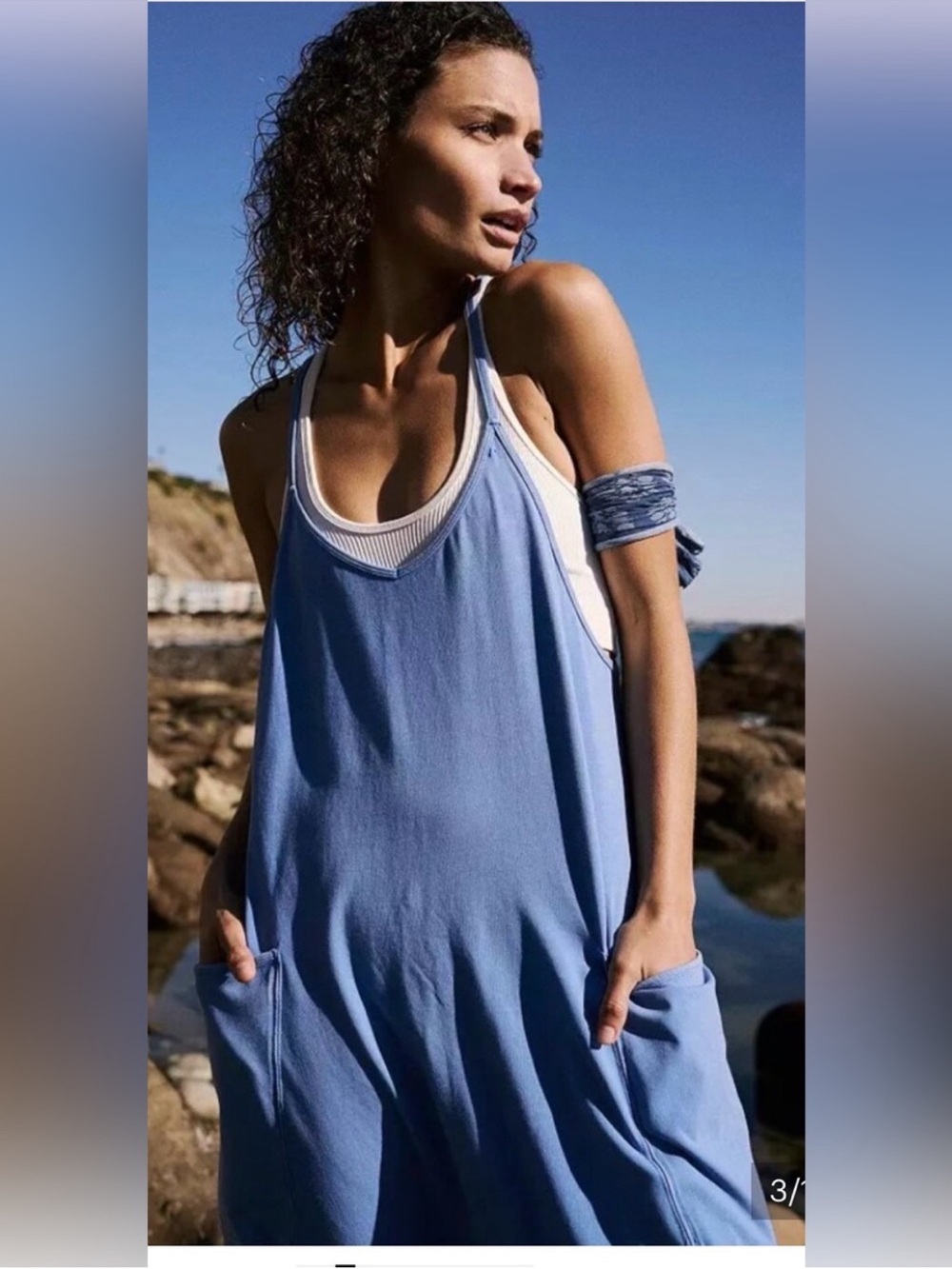 Free People Hot Shot Onesie. NWT. Riviera blue